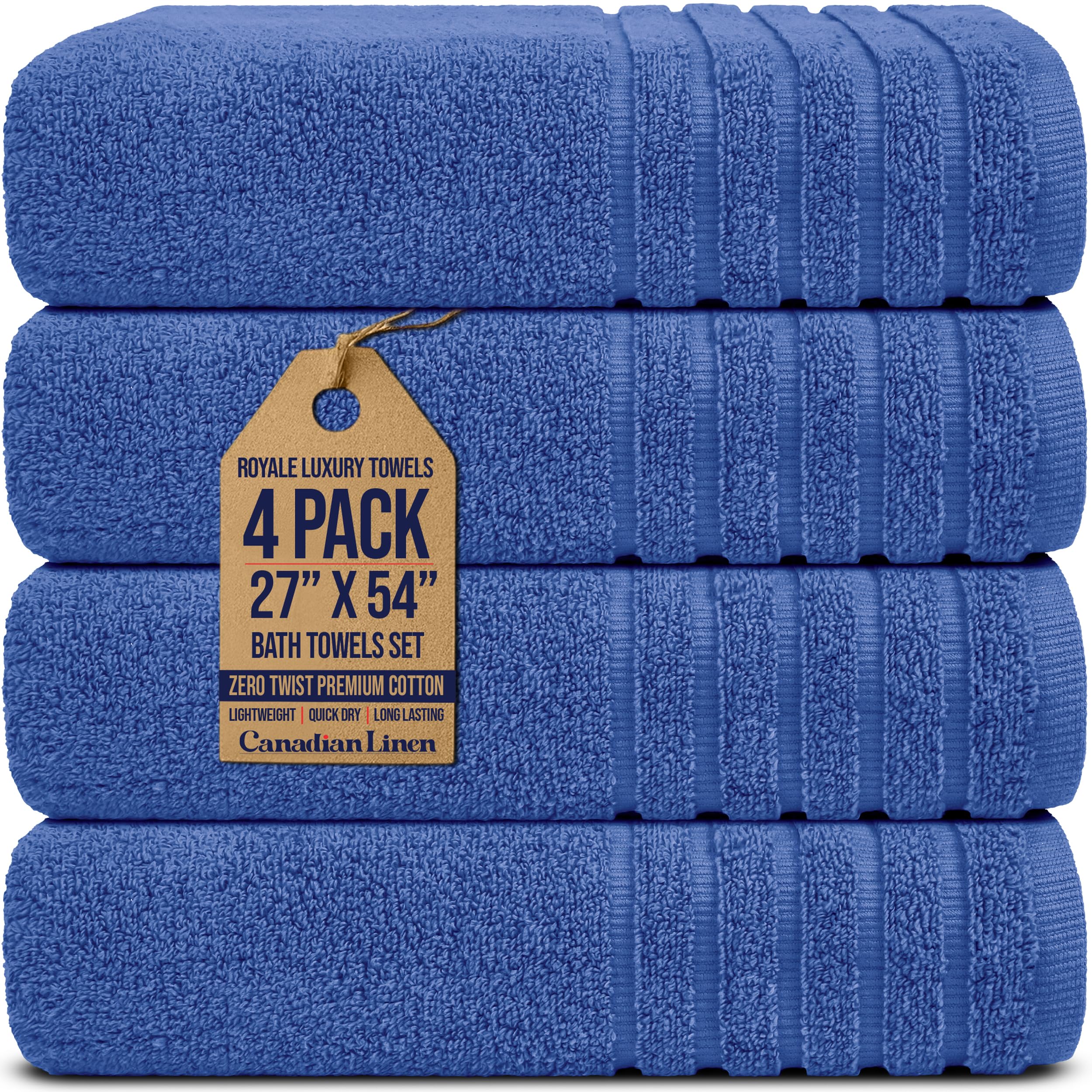 Canadian Linen Royale Luxury Large Bath Towels Set, 27”x54” 4 Pack